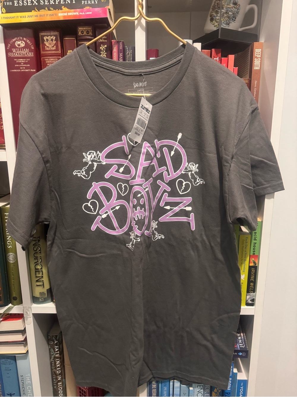 Zumiez Charcoal Gray Sad Boyz Graphic Tee with Pink Print